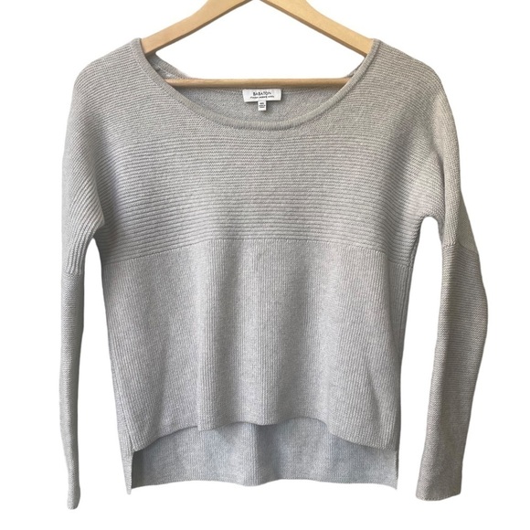 Babaton 100% Merino Wool Crop Sweater XXS Oversized Side Slit Minimalist Preppy - Picture 1 of 7